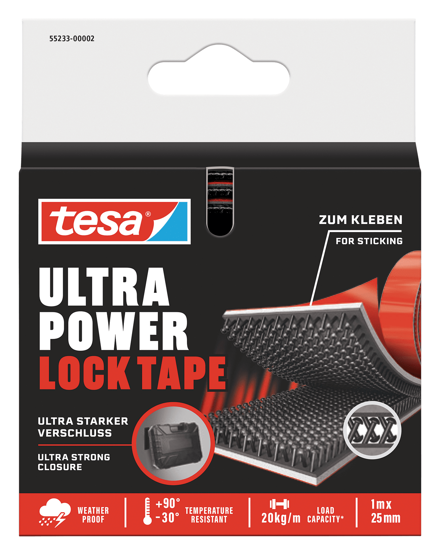 Tesa Klettband Ultra Power Lock Tape 1m 25 x 4mm